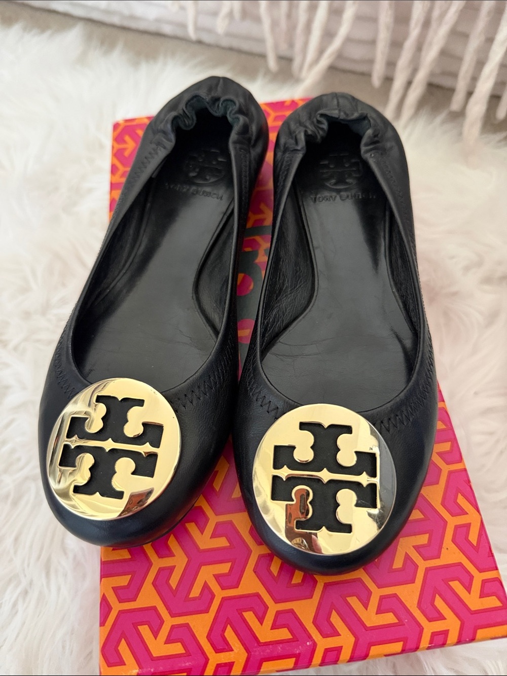 Tory Burch Black Reva Ballerina Flat